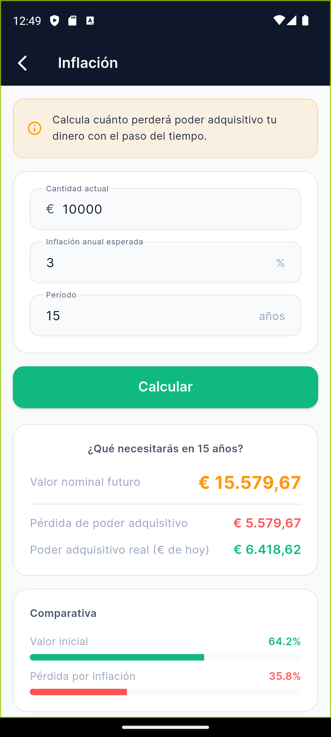 Calculadora de inflación en Interés+